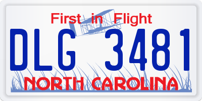 NC license plate DLG3481