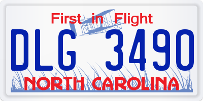 NC license plate DLG3490