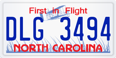 NC license plate DLG3494