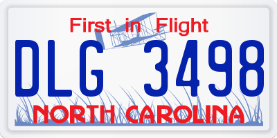 NC license plate DLG3498