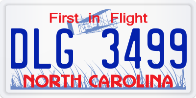 NC license plate DLG3499