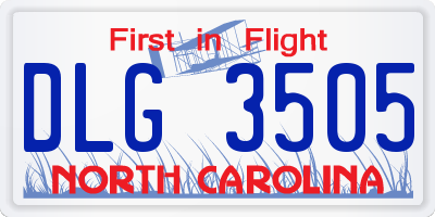 NC license plate DLG3505