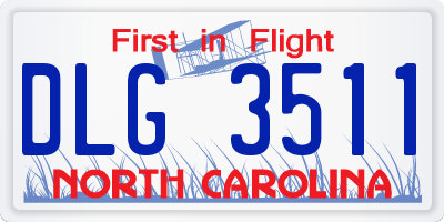NC license plate DLG3511