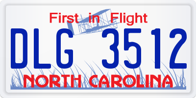 NC license plate DLG3512