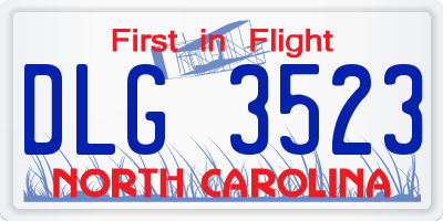 NC license plate DLG3523