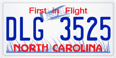 NC license plate DLG3525