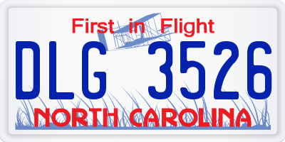 NC license plate DLG3526