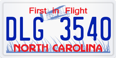 NC license plate DLG3540
