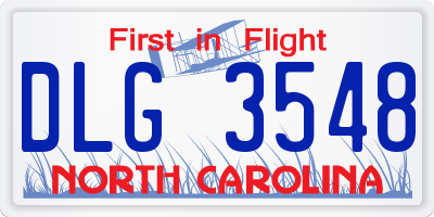 NC license plate DLG3548