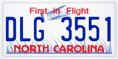 NC license plate DLG3551