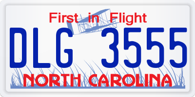 NC license plate DLG3555
