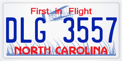 NC license plate DLG3557