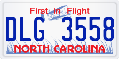 NC license plate DLG3558