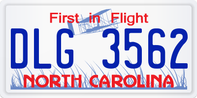 NC license plate DLG3562