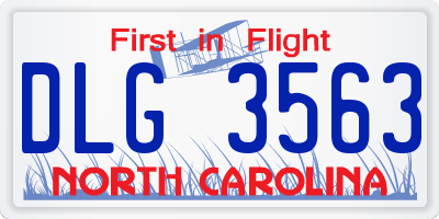 NC license plate DLG3563