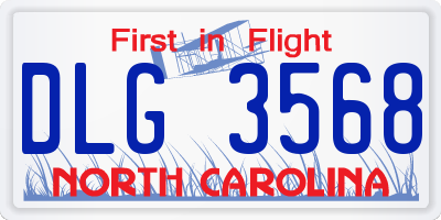 NC license plate DLG3568