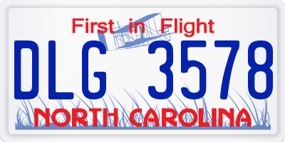 NC license plate DLG3578