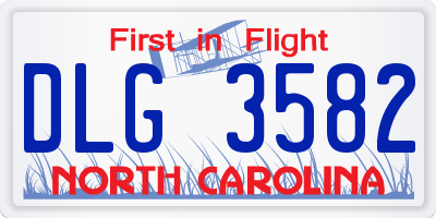 NC license plate DLG3582