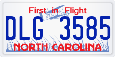 NC license plate DLG3585