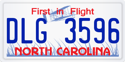 NC license plate DLG3596