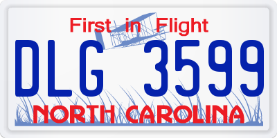 NC license plate DLG3599
