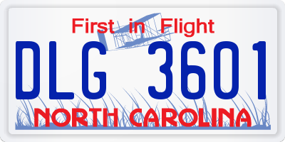 NC license plate DLG3601