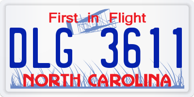NC license plate DLG3611
