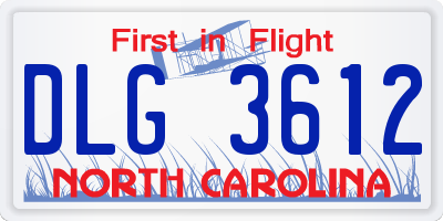 NC license plate DLG3612