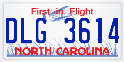 NC license plate DLG3614