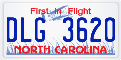 NC license plate DLG3620