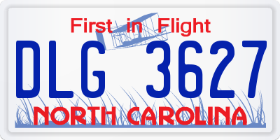 NC license plate DLG3627