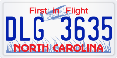 NC license plate DLG3635