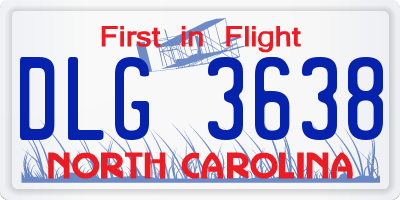 NC license plate DLG3638