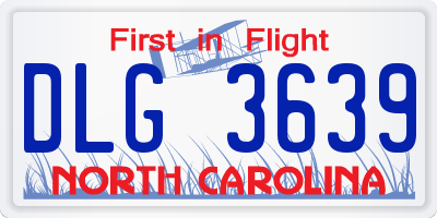 NC license plate DLG3639