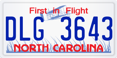 NC license plate DLG3643