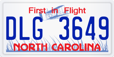 NC license plate DLG3649