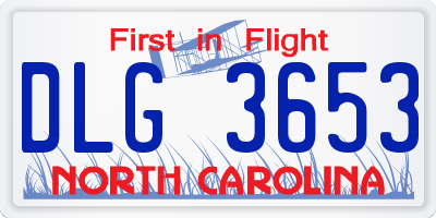 NC license plate DLG3653