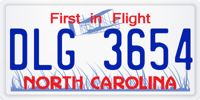 NC license plate DLG3654
