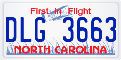 NC license plate DLG3663