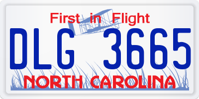 NC license plate DLG3665