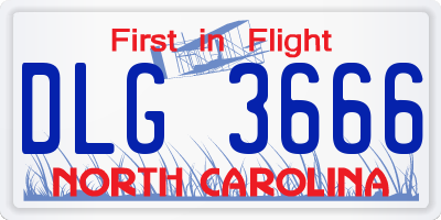 NC license plate DLG3666