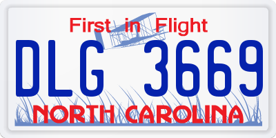 NC license plate DLG3669