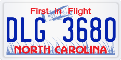 NC license plate DLG3680