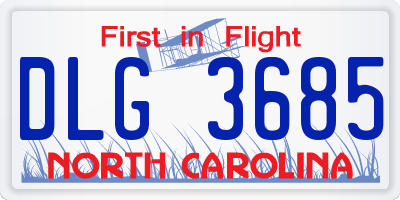 NC license plate DLG3685