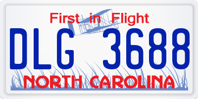 NC license plate DLG3688