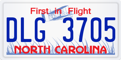 NC license plate DLG3705