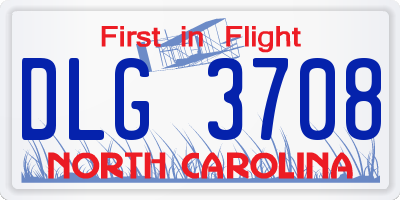 NC license plate DLG3708