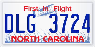 NC license plate DLG3724