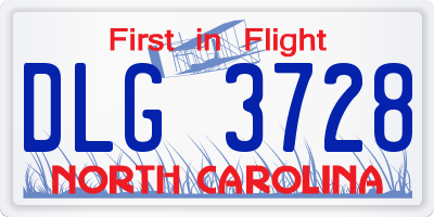 NC license plate DLG3728