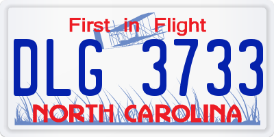 NC license plate DLG3733
